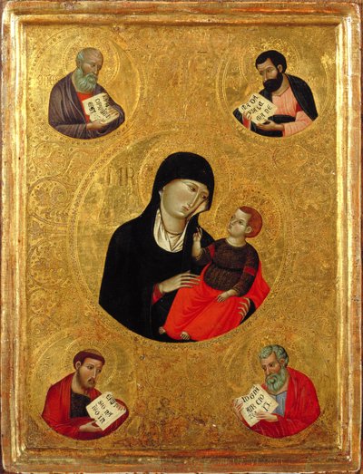 Madonna y el Niño con los Cuatro Evangelistas de Italian School