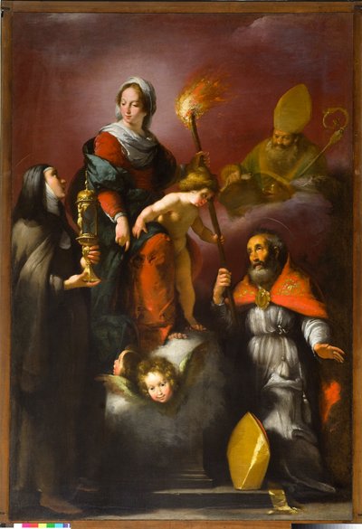 Madonna con Niño y Santos Clara, Ambrosio y Erasmo de Italian School