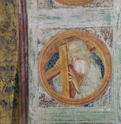 Santo masculino con cruz, posiblemente San Andrés (fresco) de Italian School