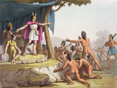 Manco Capac y la Reina Mama Ocllo reúnen a los salvajes, c.1820 de Italian School
