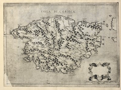 Mapa de Córcega, Isla de Córcega (grabado) de Italian School