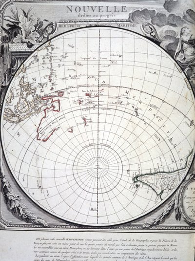 Mapa del Océano Pacífico grabado en Venecia en el siglo XVIII. de Italian School