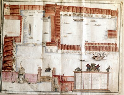 Mapa del Arsenal de Venecia en 1580 de Italian School