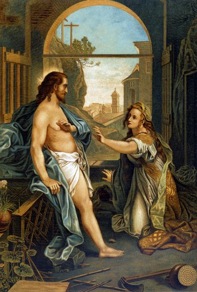 María Magdalena asistiendo a la Pasión de Cristo en “Aurea Bibbia classica: storia della rivelazione divina nell