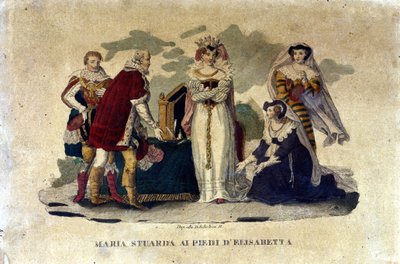 María Estuardo a los pies de Isabel I, en la ópera Maria Stuarda de Gaetano Donizetti, 1810 de Italian School