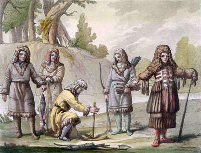 Hombres de Kamchatka, extremo oriental de Rusia, c.1820s-30s de Italian School