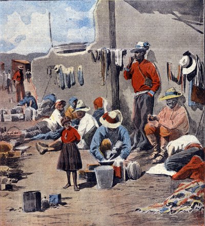 Revolución Mexicana: familias de refugiados huyendo del avance de los rebeldes Ilustración de Minardi en "L