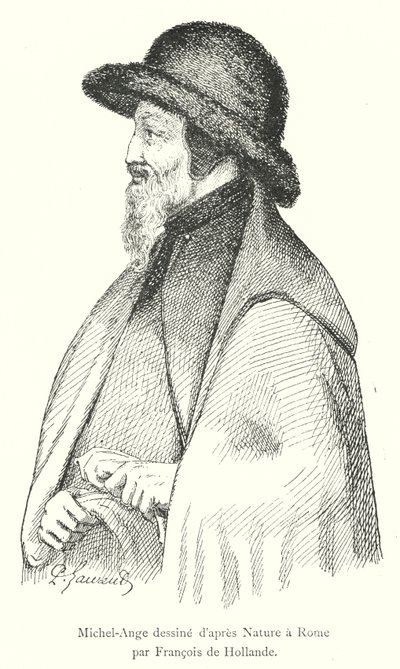 Miguel Ángel dibujado del natural en Roma por Francisco de Holanda de Italian School