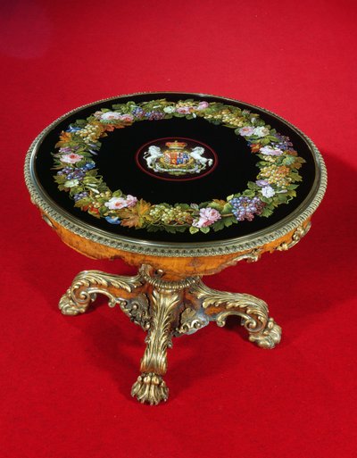 Mesa de micro-mosaico con escudos de armas de Norfolk y Leveson-Gower, 1847 de Italian School
