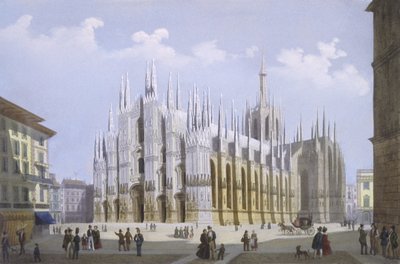 Catedral de Milán de Vistas de Milán y sus alrededores de Italian School