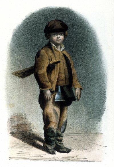 Oficio milanés: un deshollinador. Grabado de Locarno de 1830 de Italian School