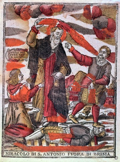 Milagro de San Antonio el Grande curando a un hombre envenenado de Italian School