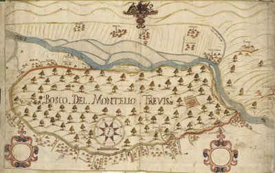 Montello, mapa, siglo XVIII, Véneto, Italia de Italian School