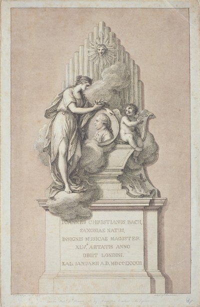 Monumento a Johann Christian Bach (1735-1782) grabado por Francesco Bartolozzi (1727-1815) 1782 de Italian School
