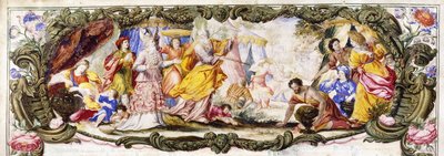 Moisés, Aarón y los hijos de Israel en el desierto recogiendo maná, c.1600-1630 de Italian School