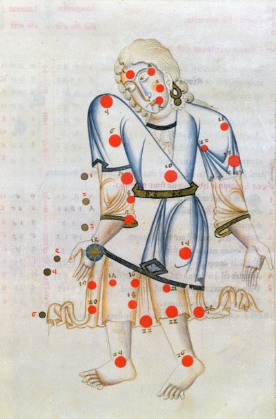 La constelación de Virgo, de Liber de stellis fixarum, una traducción latina de El libro de las estrellas fijas por Abr ar-Rahman Al Sufi (903-986 AD) de Italian School