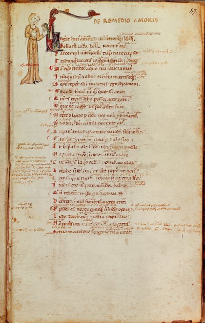 Página de texto con una inicial historiada, de L