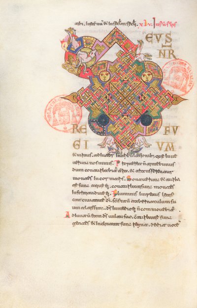 Ms 364 Letra D (Deus) Inicial del Breviario de Monte Cassino de Italian School