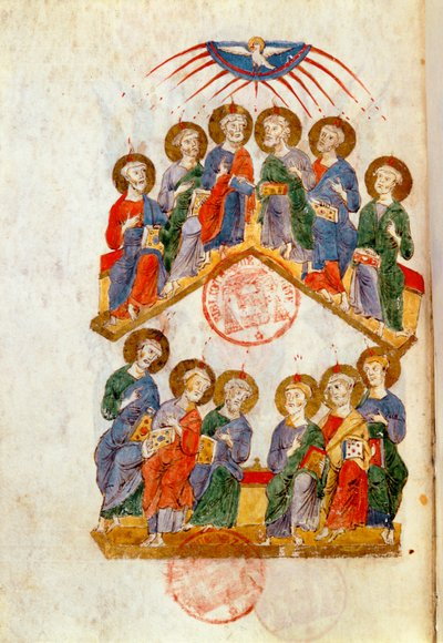 Ms 364 Pentecostés, del Breviario de Monte Cassino de Italian School