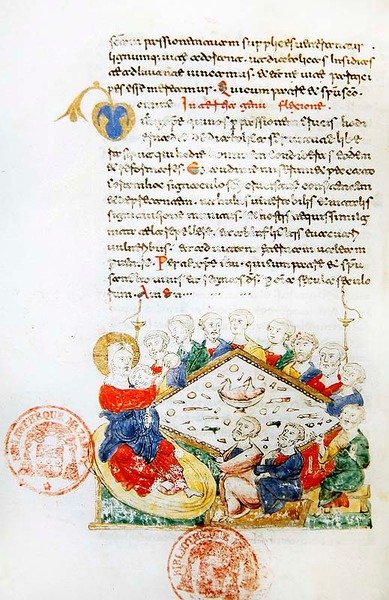 Ms 364 La Última Cena, del Breviario de Monte Cassino de Italian School