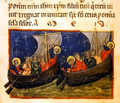 Ms. 406, miniatura de Tractatus hedificationis et constructionis ecclesiae Sancti Johannis Evangeliste, c.1330-40 de Italian School