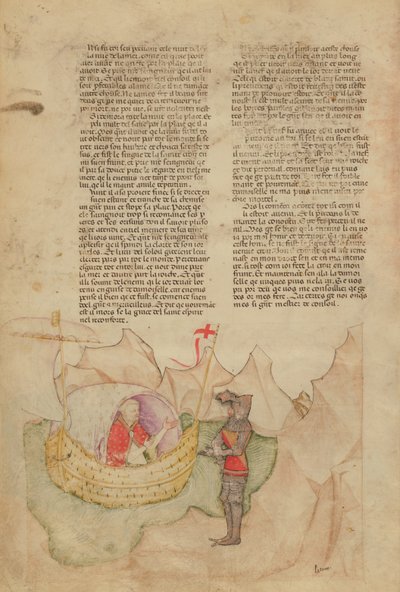 El barco blanco viene a rescatar a Percival, de la Queste del Saint Graal, c.1380-85 de Italian School