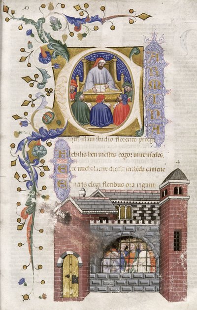 Boecio con Estudiantes en Prisión, de De Consolatione Philosophiae cum Commento de Italian School