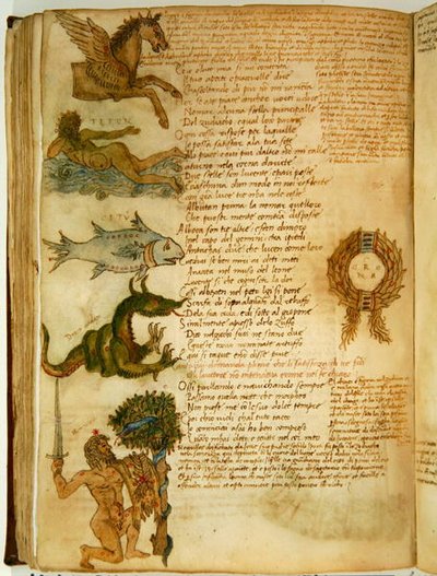Ms Ital 483 P.4.7 f.159v Constelaciones, del "Dittamondo" de Fazio degli Uberti (vitela) de Italian School
