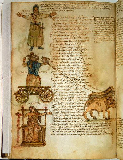 Ms Ital 483 P.4.7 f.160r Cefeo y Casiopea, del "Dittamondo" de Fazio degli Uberti (vitela) de Italian School