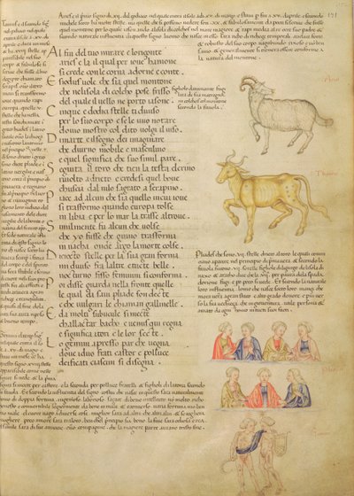 Ms Italien 87 fol.171 Página que ilustra los signos astrológicos, de "De Civitate Dei, San Agostino" (vitela) de Italian School