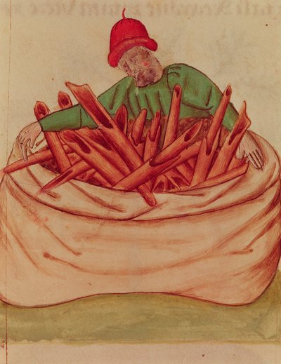 Ms Lat 993 L.9.28 Fol.36v Mercader de canela, del "Tractatus de Herbis" de Dioscórides (vitela) de Italian School