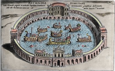 Naumaquia, combate naval en un anfiteatro en Roma. de Italian School