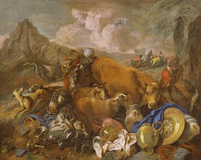 El sacrificio de Noé al salir del arca de Italian School