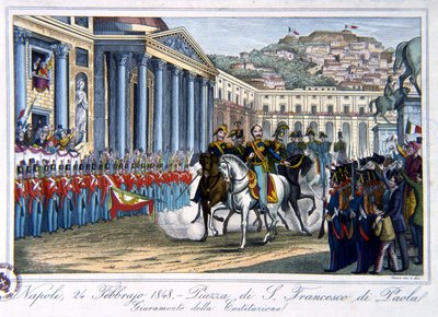 Juramento de la Constitución Italiana, Piazza di San Francesco di Paola, Nápoles, 24 de febrero de 1848 de Italian School