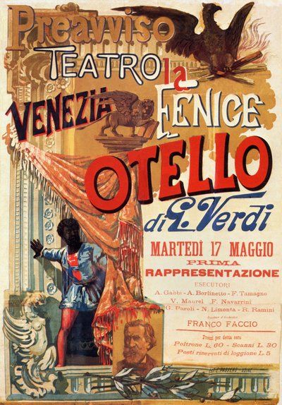 Otello: Cartel para la primera representación de la ópera Otello de Verdi en el Teatro Fenice en Venecia de Italian School