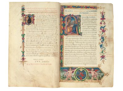 PSEUDO-ARISTOTLE, Secreta secretorum; "MARDOCHEUS IUDEUS", Epistola ad Alexandrum de cognitione veri dei; ADAM DE MONTALDO (fl. c.1450-1495), Divinitus prolata iudicia sive premonita; Quedam alia summatim posita iudicia, Roma, c.1490 (tinta y color sobre v de Italian School
