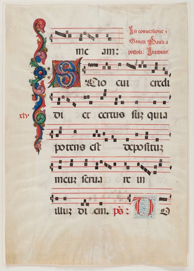 Página de un misal o libro de coro, norte de Italia, primera mitad del siglo XV (tinta sobre vitela) (véase también 499213) de Italian School