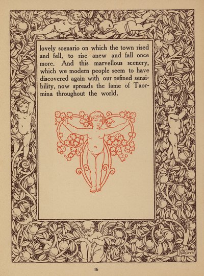 Página del folleto del Hotel San Domenico Palace, Taormina (litografía) de Italian School