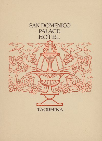 Página del folleto del Hotel San Domenico Palace, Taormina (litografía) de Italian School