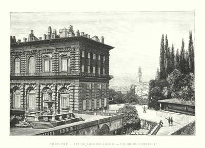 Palacio Pitti, Vista del Lado de los Jardines, Fachada de Ammanati de Italian School