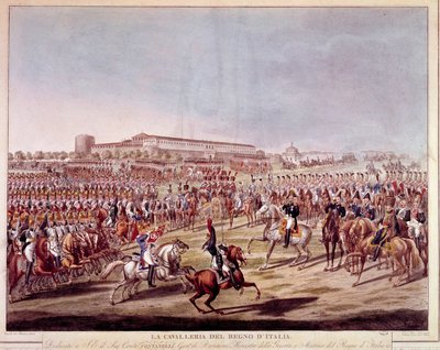 Desfile de la caballería italiana del Reino de Italia. Impresiones de principios del siglo XIX de Italian School