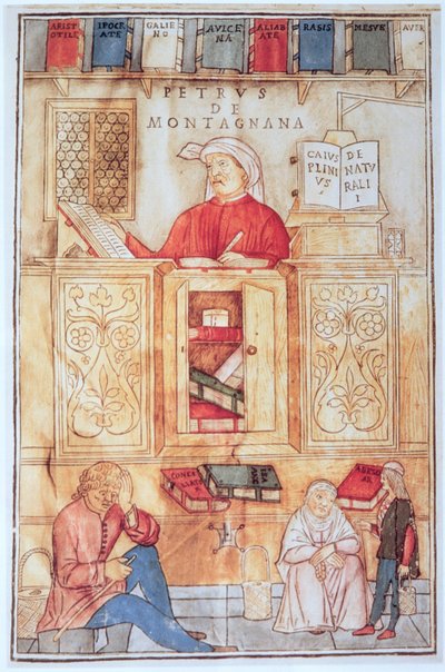 Petrus de Montagnana, ilustración del "Fasciculus Medicinae" de Jean de Ketham, publicado en Venecia en 1495 (xilografía coloreada) de Italian School
