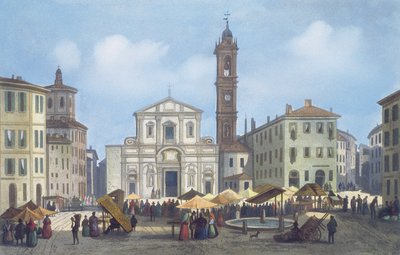 Piazza Santo Stefano de Vistas de Milán y sus alrededores de Italian School