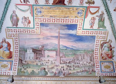 Piazza del Popolo, durante el gobierno del Papa Sixto V de Italian School