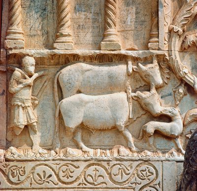 Escena de trilla (detalle) de Italian School