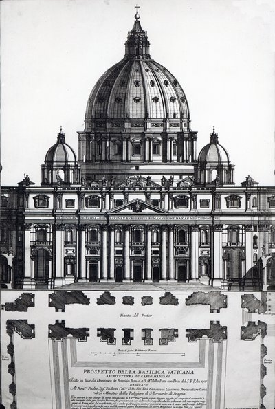 Plano de San Pedro, Roma, grabado por Alessandro Specchi de Italian School