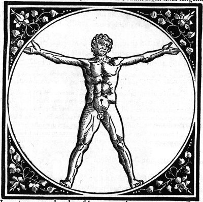 Placa tomada del libro “De architectura”, trata sobre la arquitectura de Marcus Vitrubius Pollio conocido como Vitruvio (siglo I a.C.), arquitecto romano. Edición italiana de Gianbaptista Caporali di Perugia 1536 de Italian School