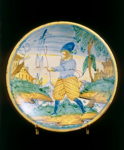 Placa con una figura joven, manufactura de Montelupo de Italian School