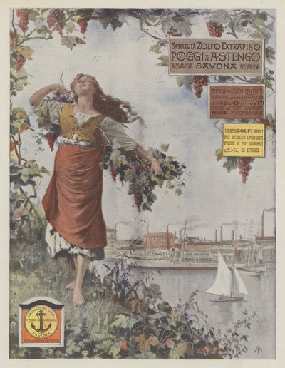 Poggi  Astengo (litografía en color) de Italian School