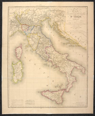 Mapa político que indica las divisiones de los estados de Italia de Italian School